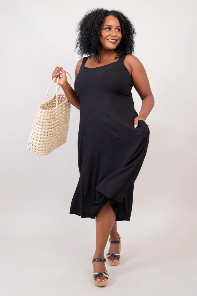 Shauna Bamboo Linen Dress | Black