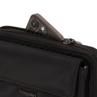 RFID Phone Wallet Crossbody | Black Twill