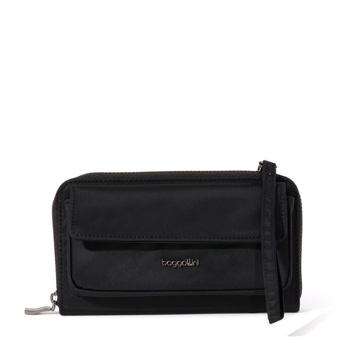 RFID Phone Wallet Crossbody | Black Twill