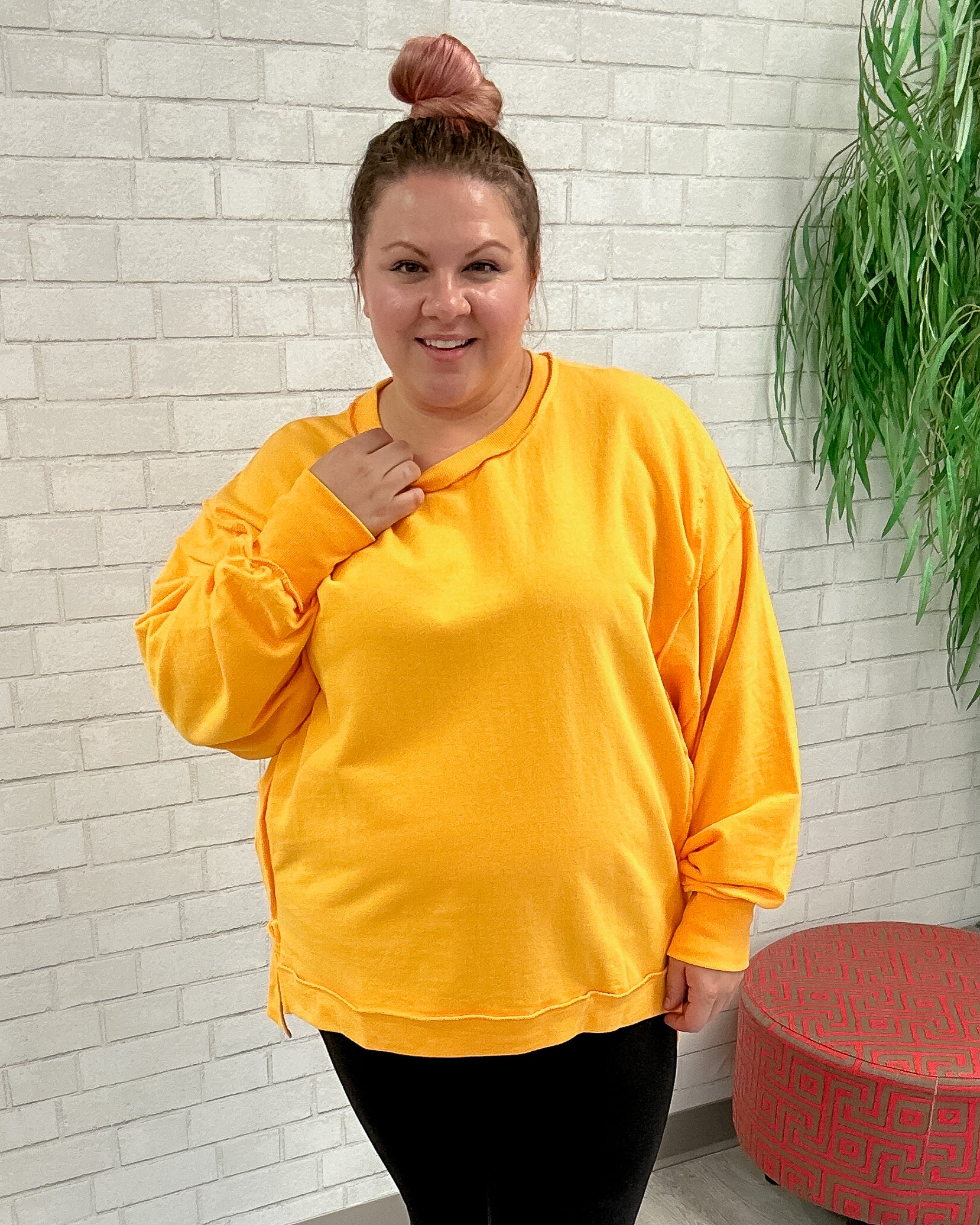 Plus size yellow on sale sweatshirt