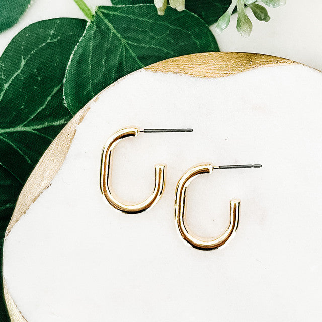 Gold-Dipped Oval Hoop Earrings | Gold