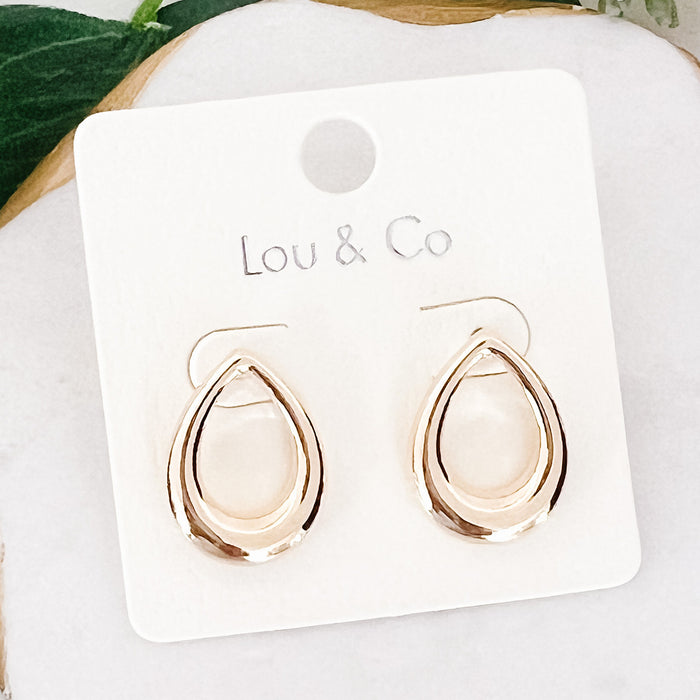 Gold-Dipped Teardrop Post Earrings