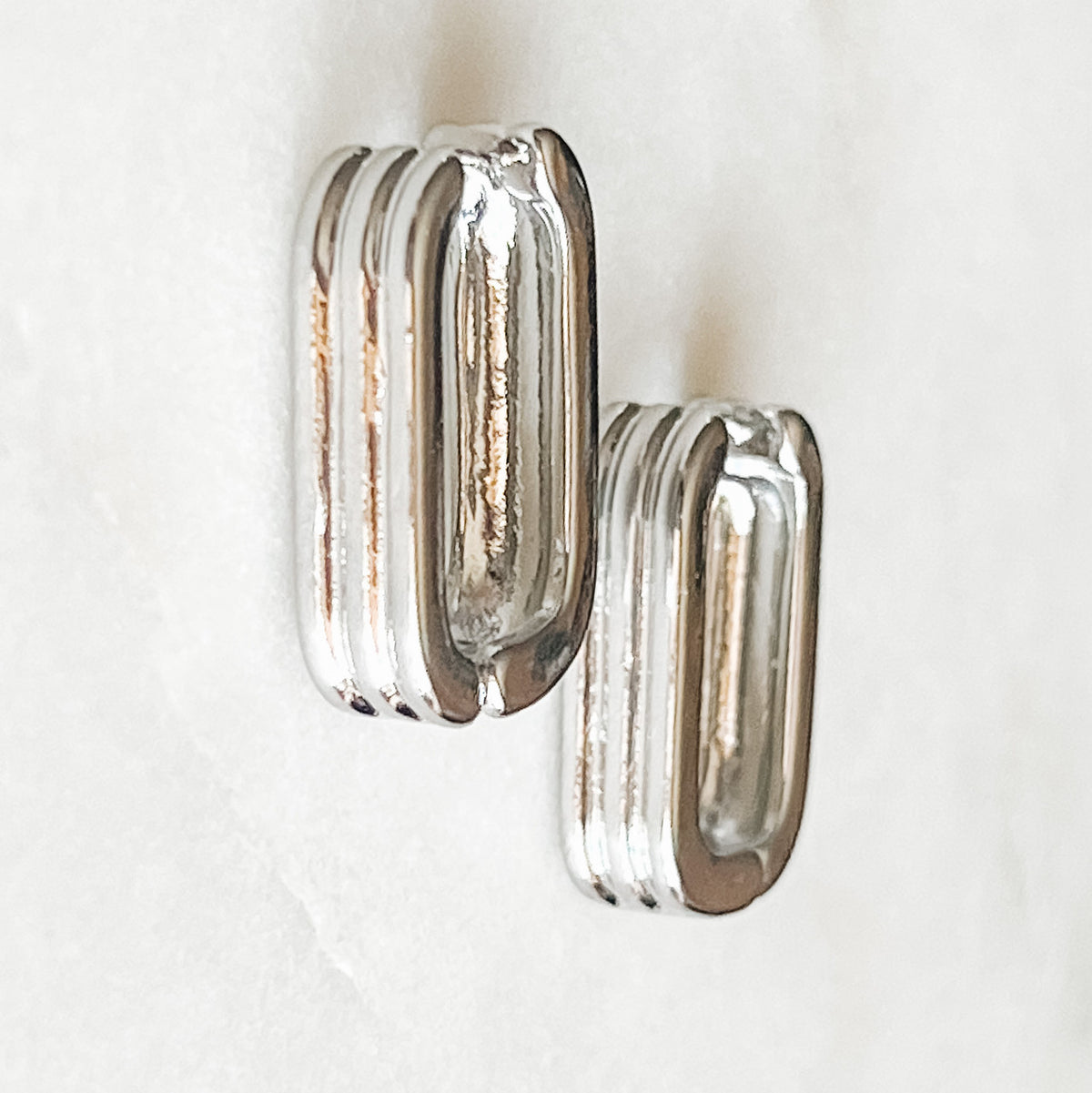 U-Shaped Huggie Earrings | Silver