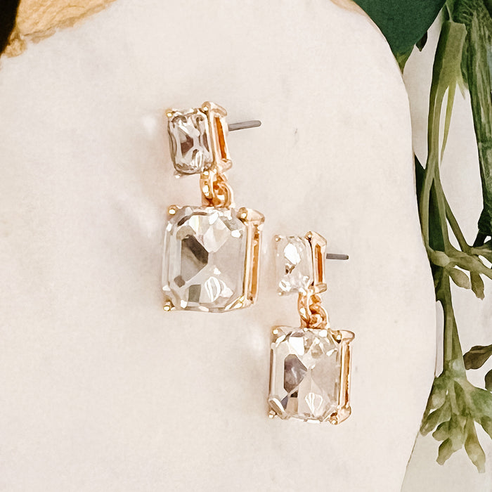 Gemstone Dangle Earrings | Clear