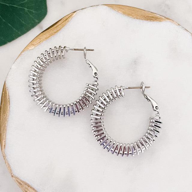 Metal-Wrapped Hoop Earrings | Silver