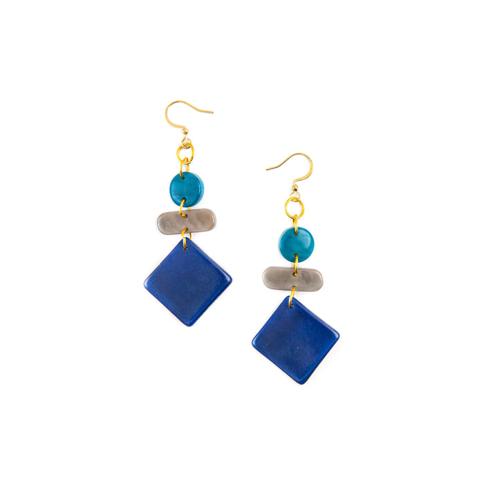 Marena Earrings | Tuquoise/Charcoal/Royal Blue