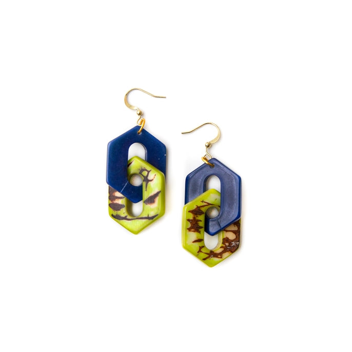 Callie Earrings | Lime/Royal Blue