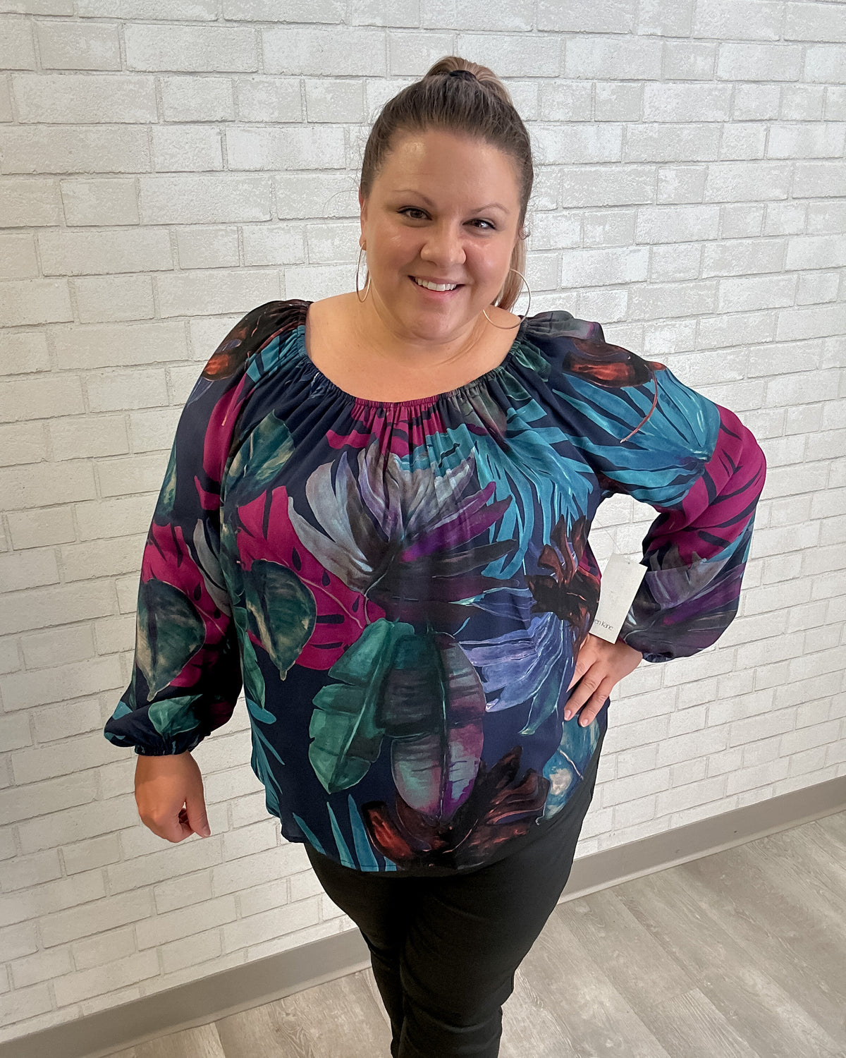 Blouson Sleeve Peasant Top