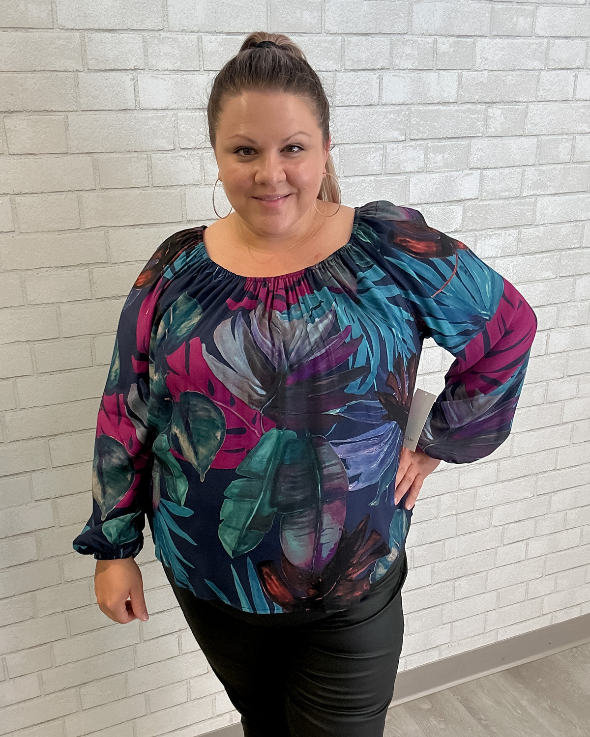 Blouson Sleeve Peasant Top