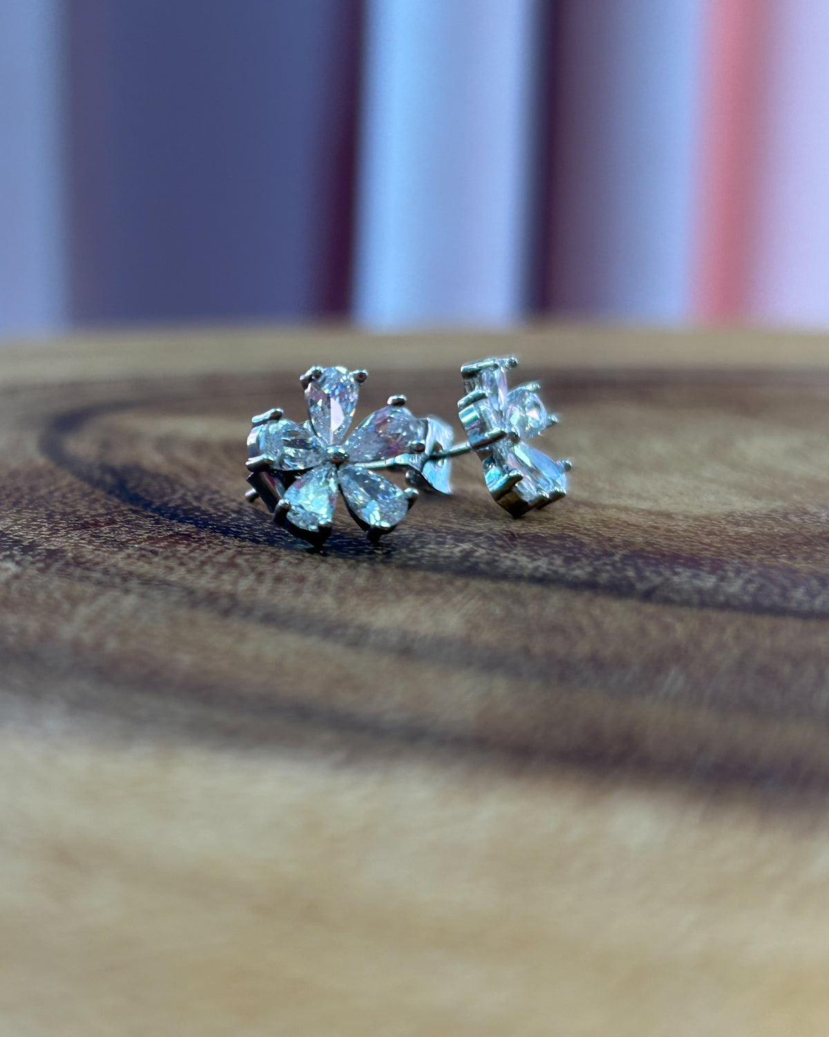 CZ Flower Stud Earrings | Clear