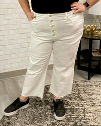 Button Crop Wide Leg Jeans