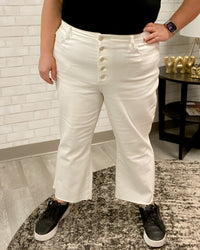 Button Crop Wide Leg Jeans