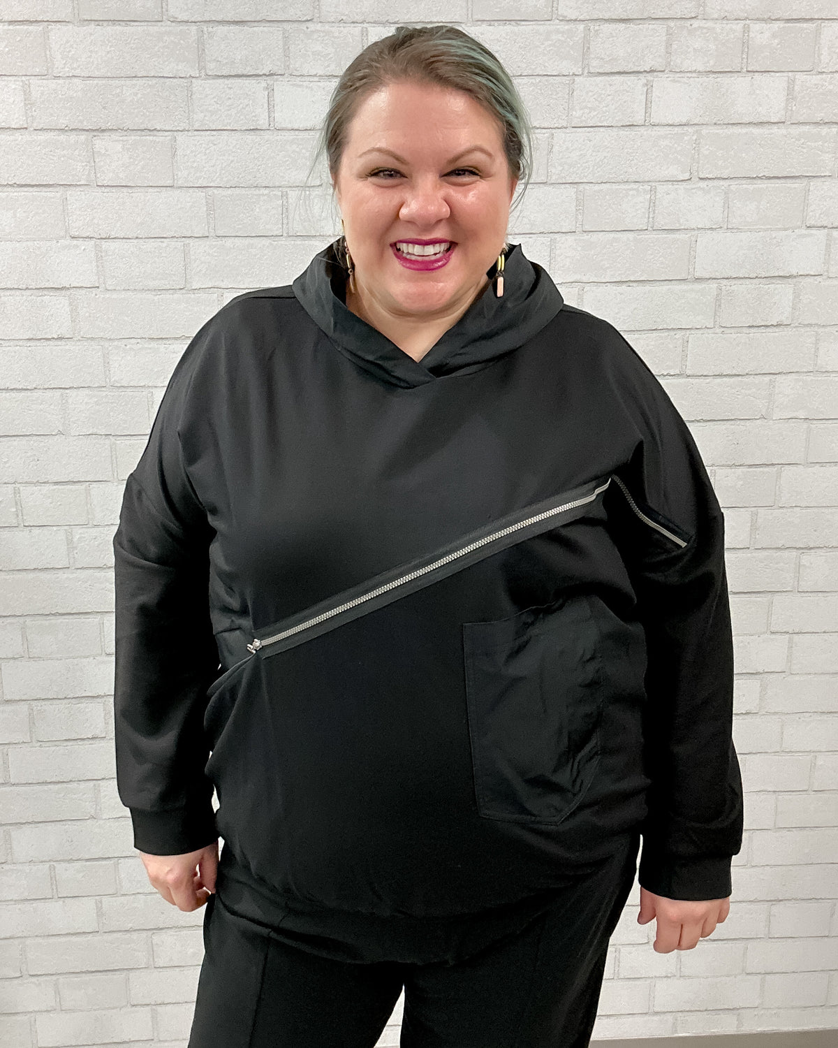 French Terry Zipper Hooded Top
