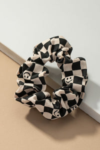 Cotton Checker Happy Scrunchie
