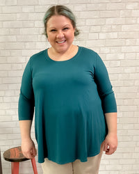 Jazz 3/4 Sleeve Bamboo Top in Teal