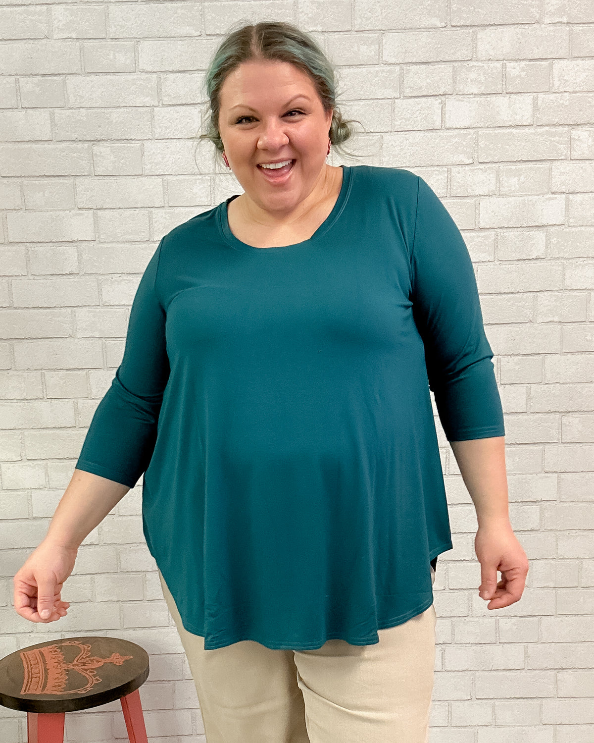Jazz 3/4 Sleeve Bamboo Top in Teal