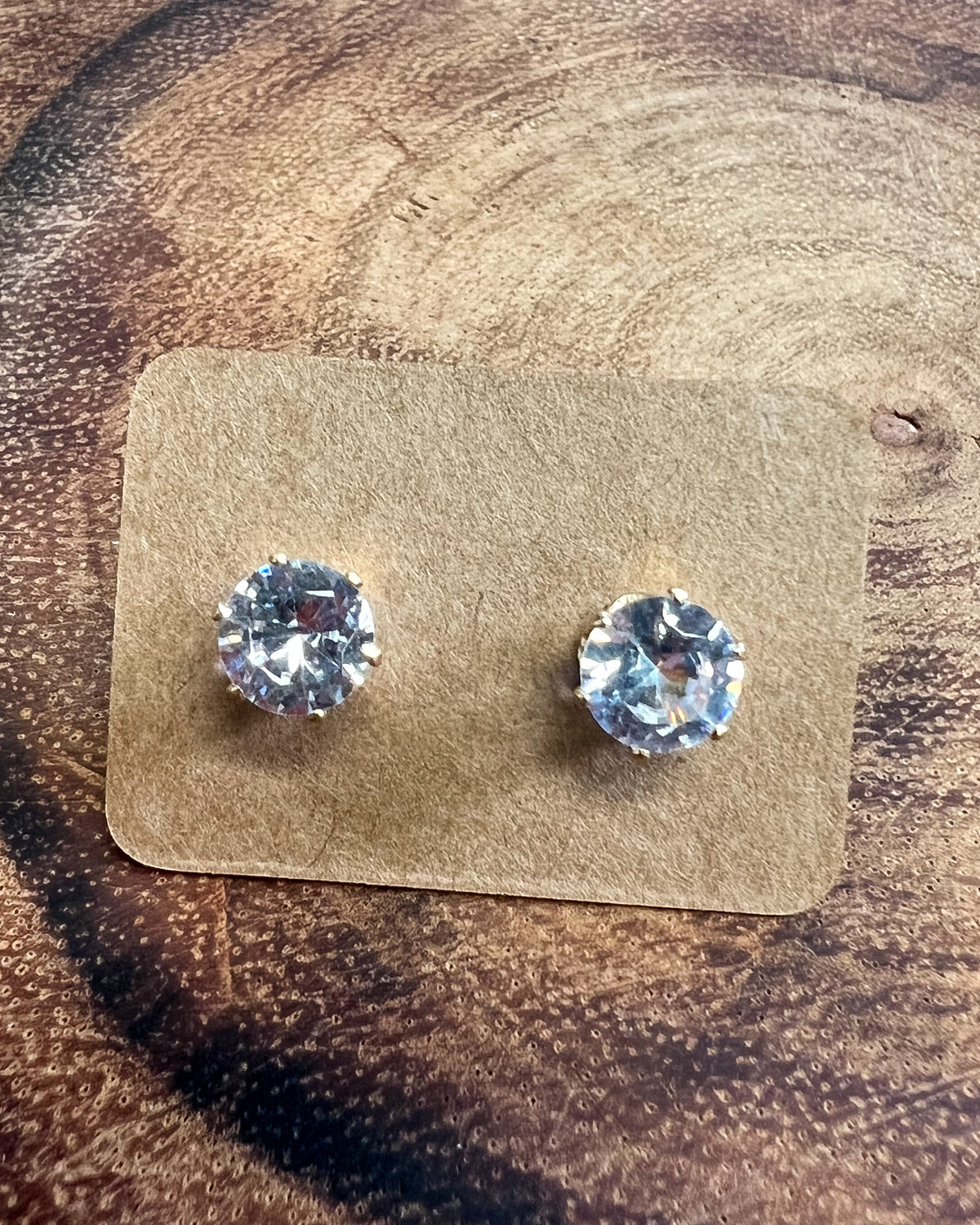 CZ + Gold Round Post Earring