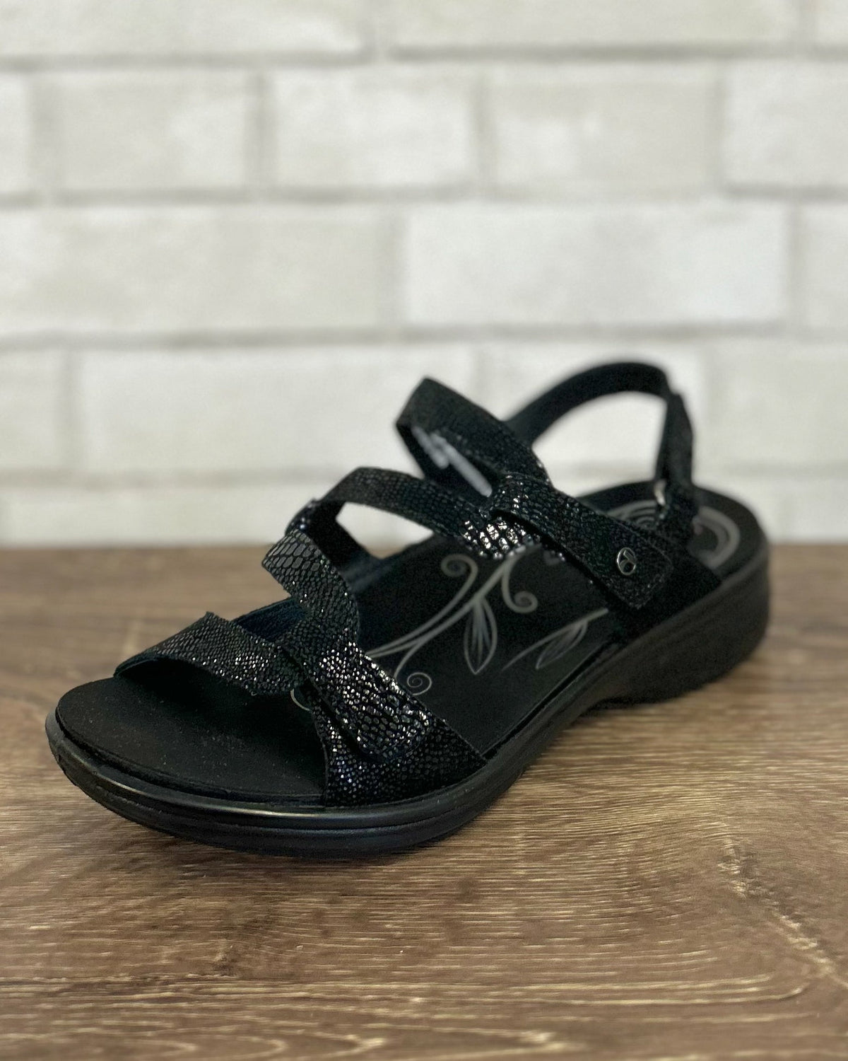 Emerald Back Strap Sandal in Black - Wide Width!