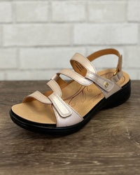 Emerald Back Strap Sandal in Champagne- Wide Width!