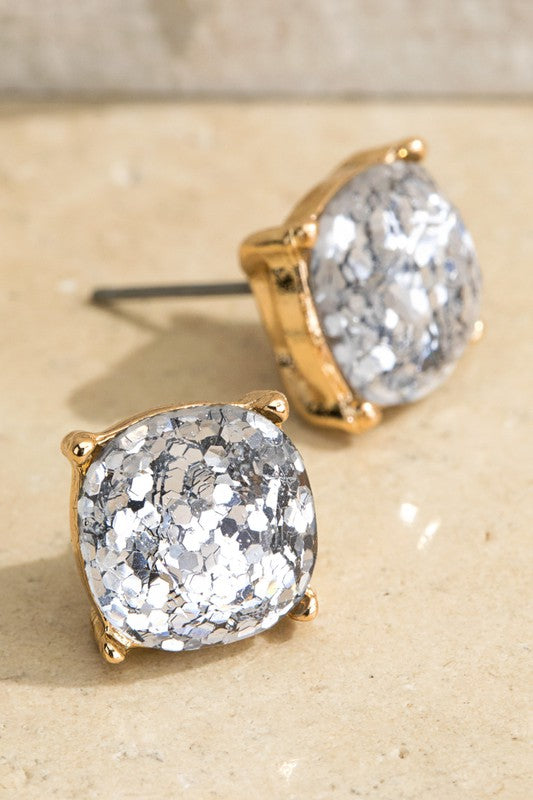 Silver Sparkling Glitter Studs