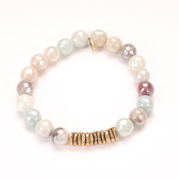 Mystic Amazonite + Brass Bracelet