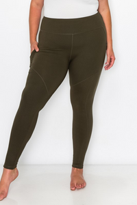 Olive Zipper Pocket Leggings